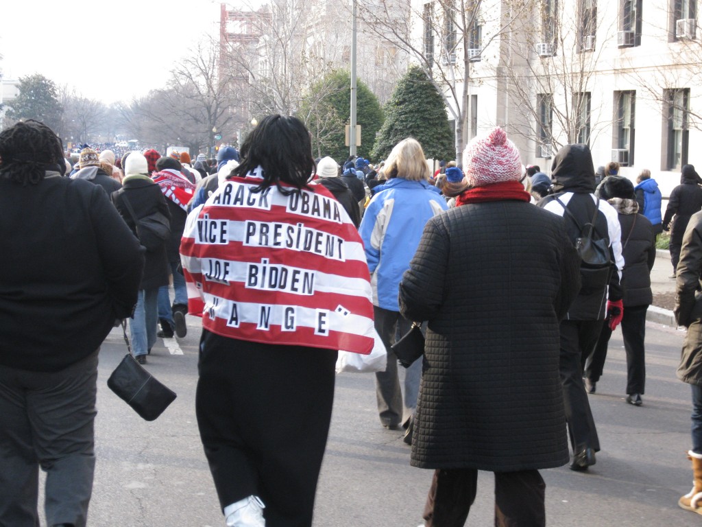 The crowd was amped with excitement and anticipation as we headed to the mall! inauguration!
