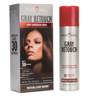 Black Opal Gray Retouch Root Concealer Spray available here, $9