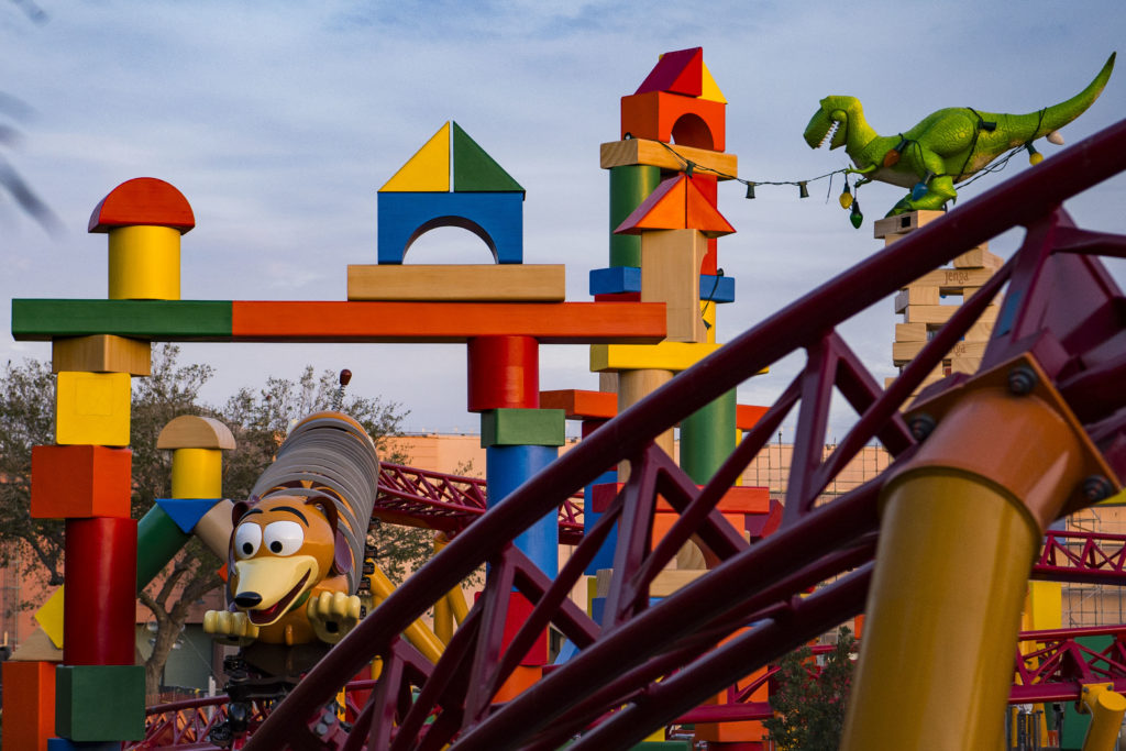 TOY STORY LAND AT WALT DISNEY WORLD RESORT (LAKE BUENA VISTA, Fla.) ÑToy Story Land at Walt Disney World Resort in Florida opens June 30, 2018. Located at DisneyÕs Hollywood Studios, the new 11-acre Land will make guests feel like they have shrunk to the size of a toy in the setting of AndyÕs backyard. Guests will whoosh along on a family-friendly roller coaster, Slinky Dog Dash (pictured under development), take a spin aboard Alien Swirling Saucers and score high on the midway at Toy Story Mania! (Matt Stroshane, photographer)