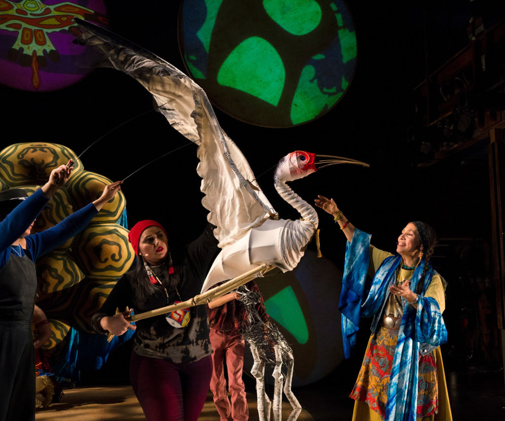Photo: Cast of "Ajijaak on Turtle Island"; An IBEX Puppetry Production Directed by Ty Defoe and Heather Henson; dress rehearsal photographed: Wednesday, February, 7; 7:00 PM at The Ellen Stewart Theatre at La MaMa ETC; Photograph: © 2018 Richard Termine. PHOTO CREDIT - Richard Termine